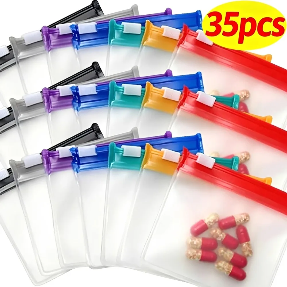 Travel Ziplock Bags - Mini Colorful Pill Dispenser Bags Reusable