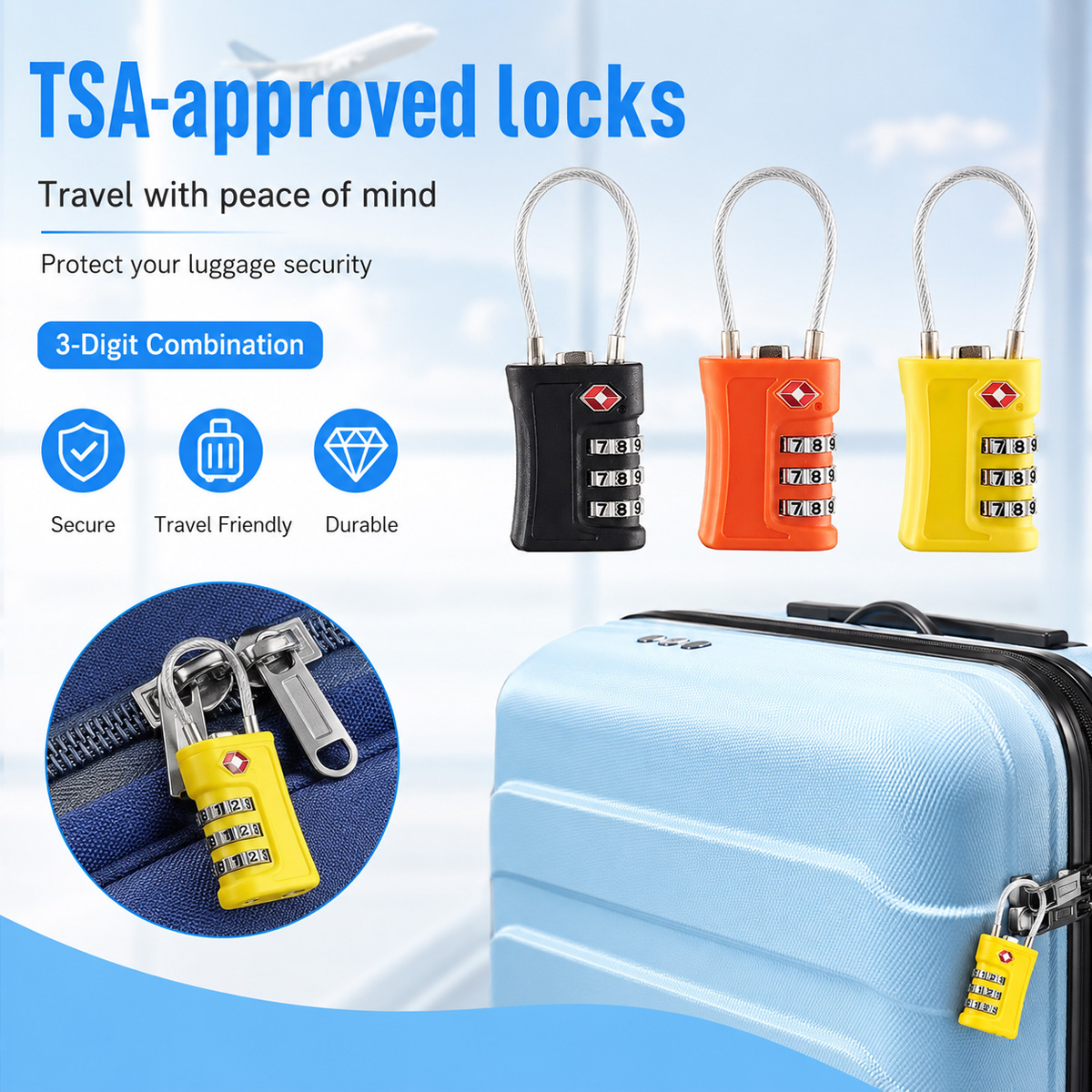 Travel Lock Tsa Approved - TSA Approved Luggage Lock 3 Digit