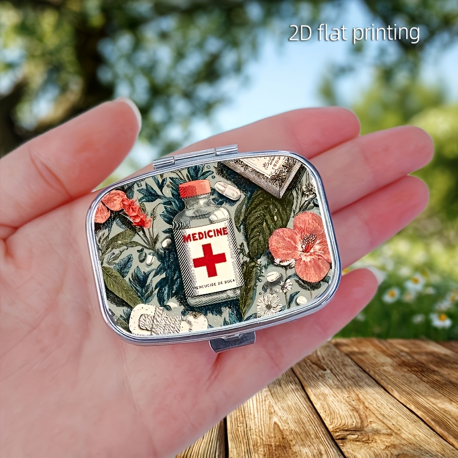 Travel Accessories Gifts For Women - Personal Pill Storage Box, 2-Compartment Metal