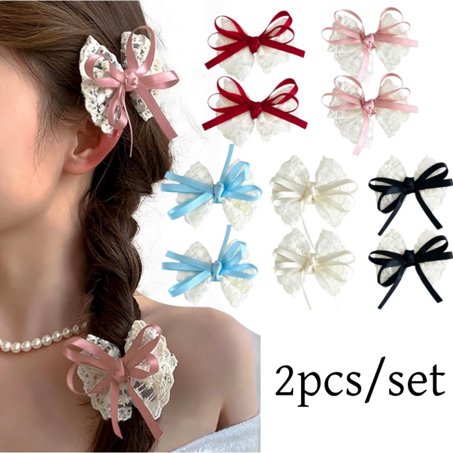 2pcs/set Cute Lace Bow Hair Cl - огляд і ціна Travel Accessories For 4 Year Old