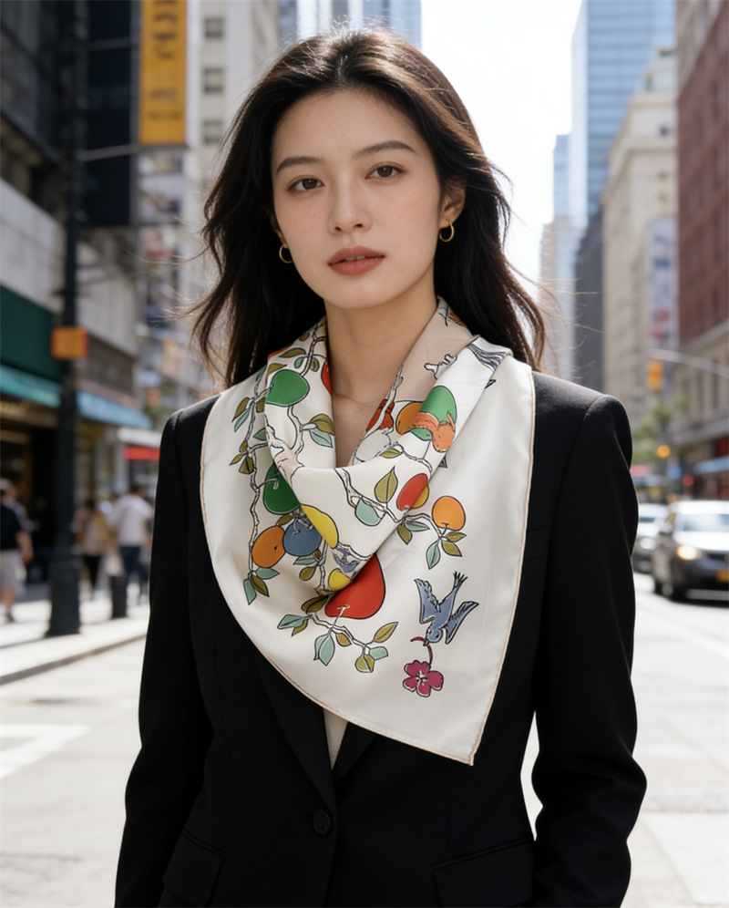 AB Faced Print Silk Scarf 18MM - огляд і ціна Travel Accessories Neck