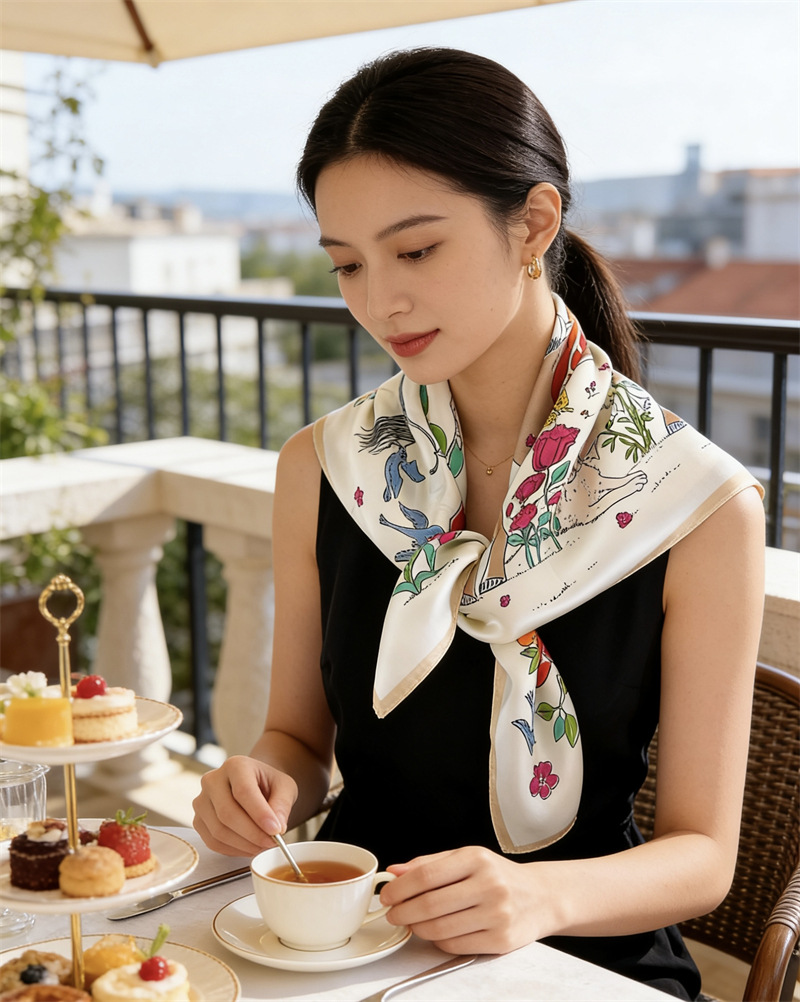 Horse Silk Scarf Women Spring  - огляд і ціна Travel Accessories Neck
